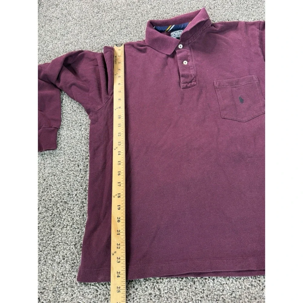 Vintage Polo Ralph Lauren Long Sleeve Polo Shirt Men's Size Large Red Preppy